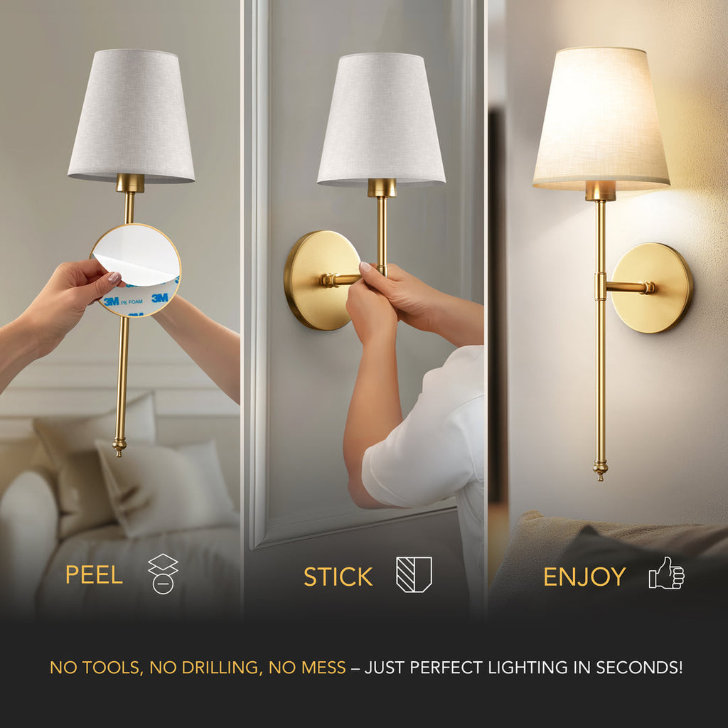 Cordless Wall Light with Remote – Drill-Free Installation