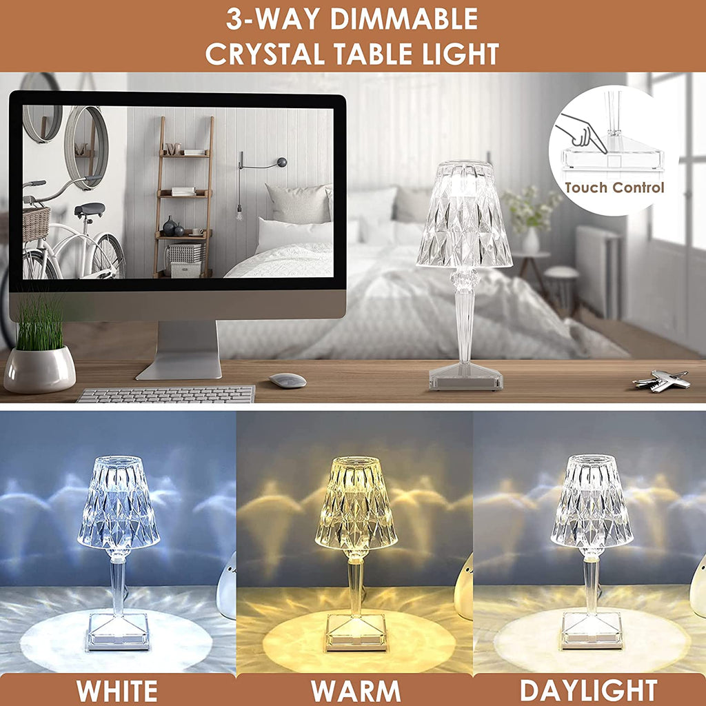 LED Glass Crystal Table Lamp