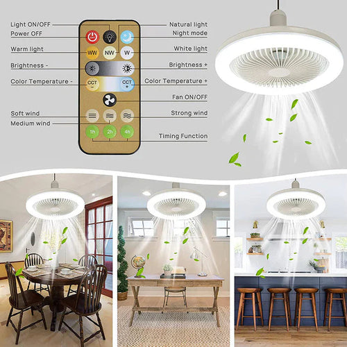 Ceiling Fan with LED Light – Fits Any Lamp Socket, Comes with Remote Control